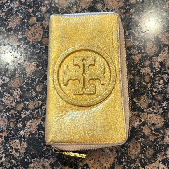 Gold leaf painted zip closure wallet good condition - Picture 11 of 11